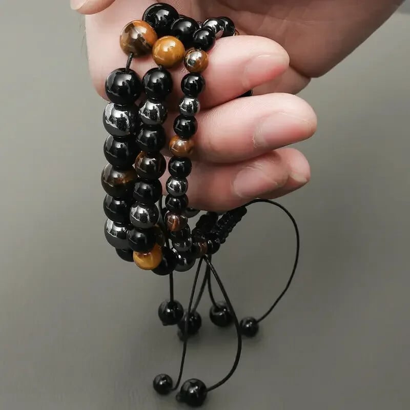 Obsidian negru natural Hematit Ochi de tigru Brățări Bărbați pentru protecția magnetică a sănătății Femei Pierde în greutate Bijuterii Cadouri