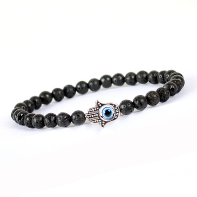 Noter Evil Eye Fatima Rankų apyrankė Homme Natūralus Matinis Obsidianas Lava Braslet Stone Minimalistinis Vyriški Aksesuarai Stovyklavietės papuošalai