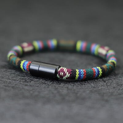Boho náramok z tkaniny pre mužov, magický náramok pre šťastie z látky, minimalistický etnický náramok pre priateľov, darček pre mužov, náramky, letné šaty