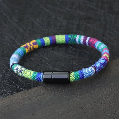 Boho náramok z tkaniny pre mužov, magický náramok pre šťastie z látky, minimalistický etnický náramok pre priateľov, darček pre mužov, náramky, letné šaty