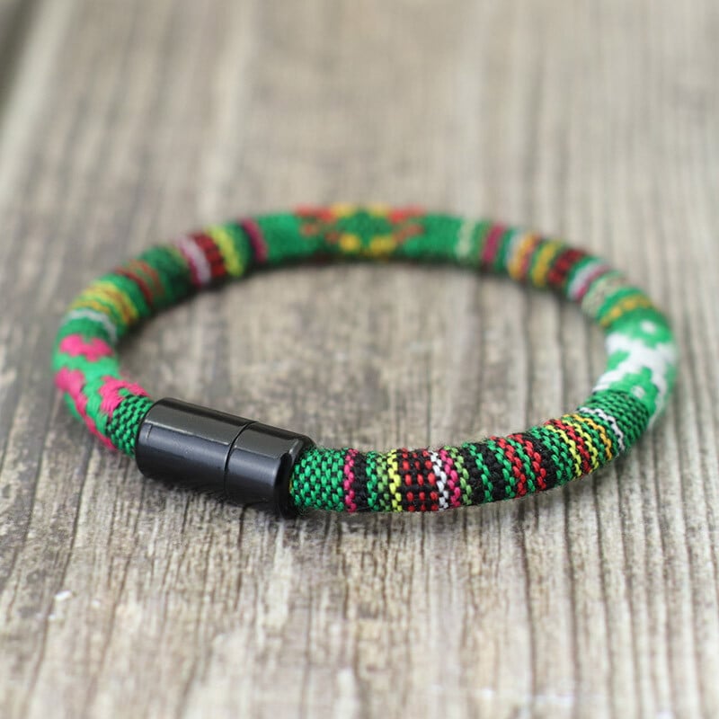 Boho náramok z tkaniny pre mužov, magický náramok pre šťastie z látky, minimalistický etnický náramok pre priateľov, darček pre mužov, náramky, letné šaty