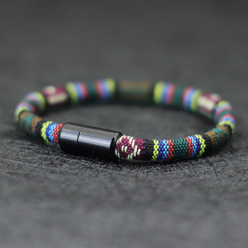 Boho náramok z tkaniny pre mužov, magický náramok pre šťastie z látky, minimalistický etnický náramok pre priateľov, darček pre mužov, náramky, letné šaty