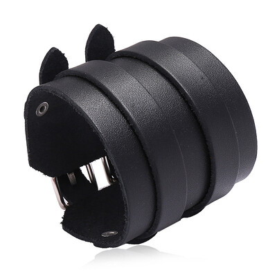 KOTik 2024. Nove modne široke narukvice s manžetama od prave kože Punk Vintage tri sloja široke crno smeđe muške narukvice s nakitom