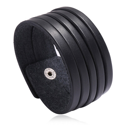 KOTik 2024. Nove modne široke narukvice s manžetama od prave kože Punk Vintage tri sloja široke crno smeđe muške narukvice s nakitom