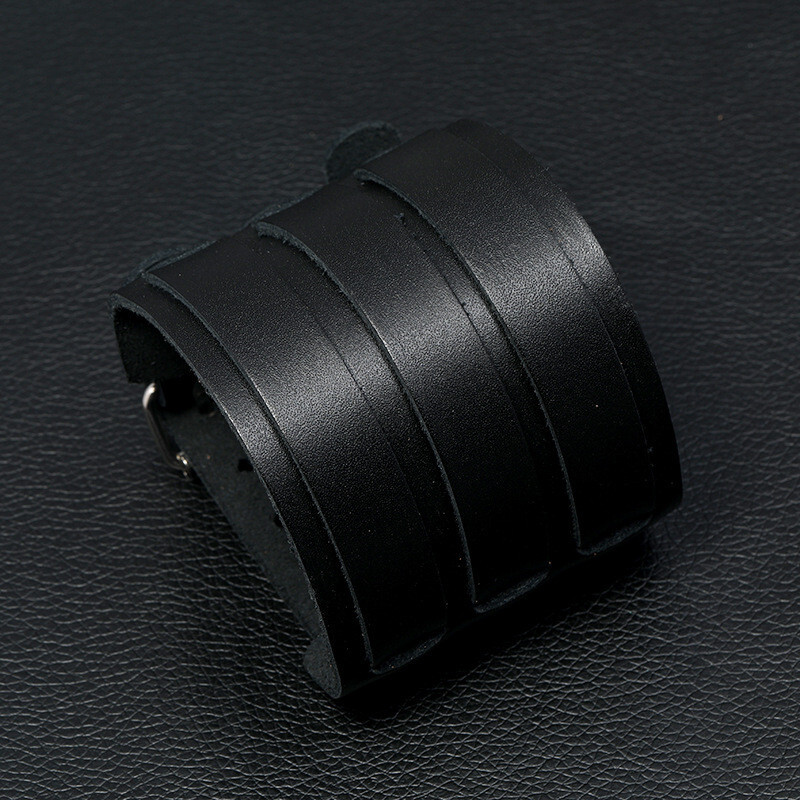 KOTik 2024. Nove modne široke narukvice s manžetama od prave kože Punk Vintage tri sloja široke crno smeđe muške narukvice s nakitom