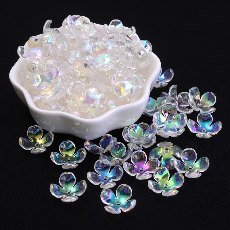 50db virág távtartó gyöngyök toll levél akril gyöngyök ékszerkészítéshez karkötő nyaklánc fülbevaló barkács kézműves kézzel készített kiegészítők