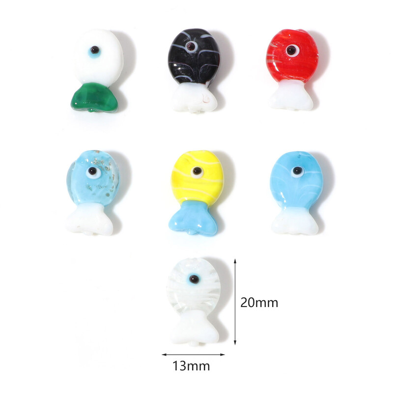 2 db Aranyos Lámpafényű Üveg Tengergyöngyök Hal Állat Többszínű Barkács ékszerkészítéshez Körülbelül 20 mm x 13 mm, Lyuk: kb 0,8 mm