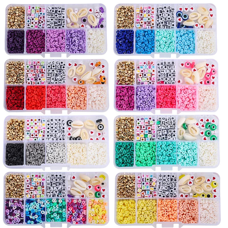 1350 ks farebných hlinených korálok na výrobu šperkov, DIY náhrdelníky, príslušenstvo na výrobu, sada pre dievčatá, deti, náramky, korálkovanie, potreby