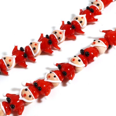 2-5 bucăți mărgele de sticlă cu lampă multicolore de Crăciun, om de zăpadă, mănuși de Moș Crăciun, margele distanțatoare largi, colier, bijuterii pentru femei