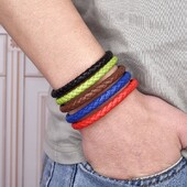Pánske punkové trendy farebné ručne tkané kožené lanové náramky, hip hop, medené magnetické pracky z PU kože, šperky, darček