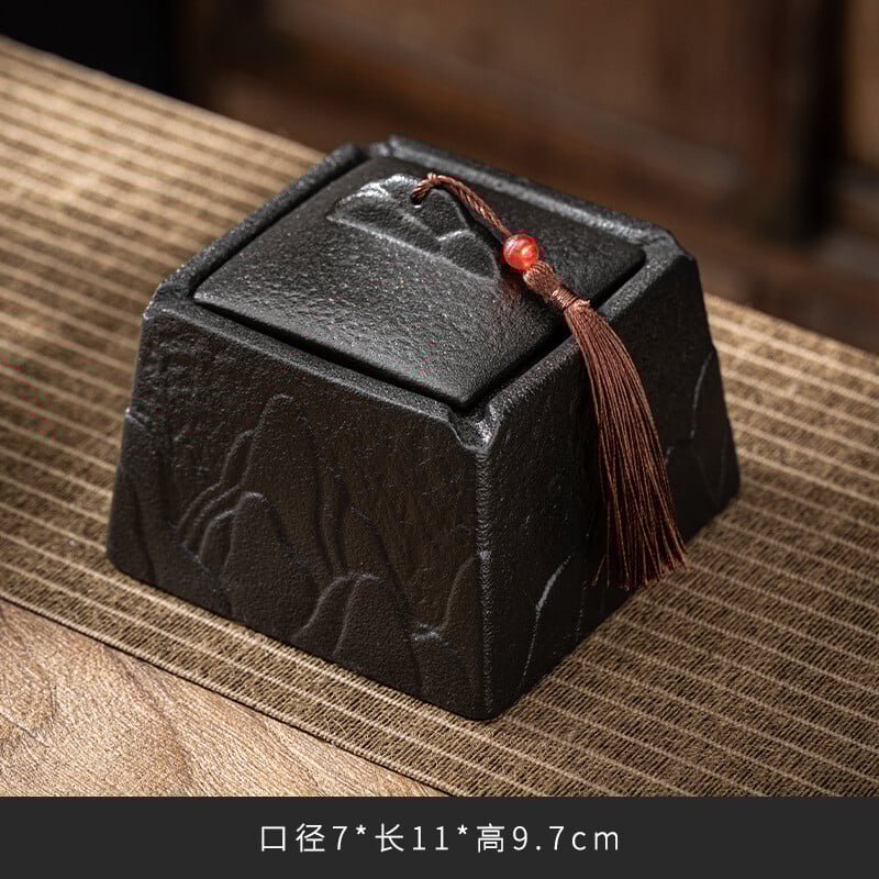 Scrumieră din ceramică grosieră în stil japonez cu capac Scrumieră neagră din ceramică de uz casnic Ornamente de decorare a casei Pahar pentru țigări Ceramica birou de birou