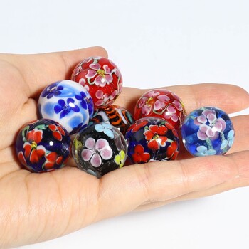 DoreenBeads 20mm Lampwork Γυάλινες Χάντρες Στρογγυλές Πολύχρωμες Γυναικείες Μποέμικο Στιλ λουλούδι DIY Κατασκευή Βραχιόλια Δώρα κοσμημάτων,1 ΤΕΜ.