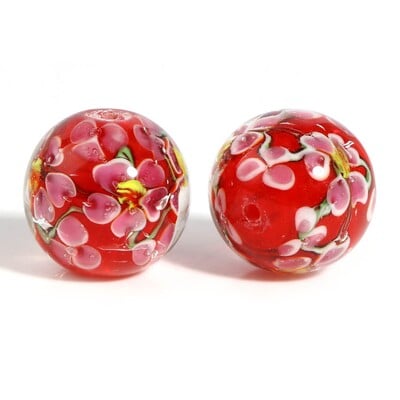 DoreenBeads 20mm sklenené korálky Lampwork, okrúhle, viacfarebné, bohémsky štýl, kvet, pre ženy, DIY výroba náramkov, šperky, darčeky, 1 ks.