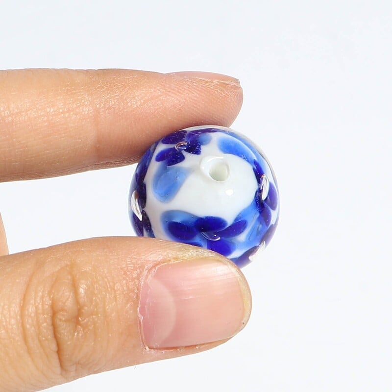 DoreenBeads 20mm sklenené korálky Lampwork, okrúhle, viacfarebné, bohémsky štýl, kvet, pre ženy, DIY výroba náramkov, šperky, darčeky, 1 ks.