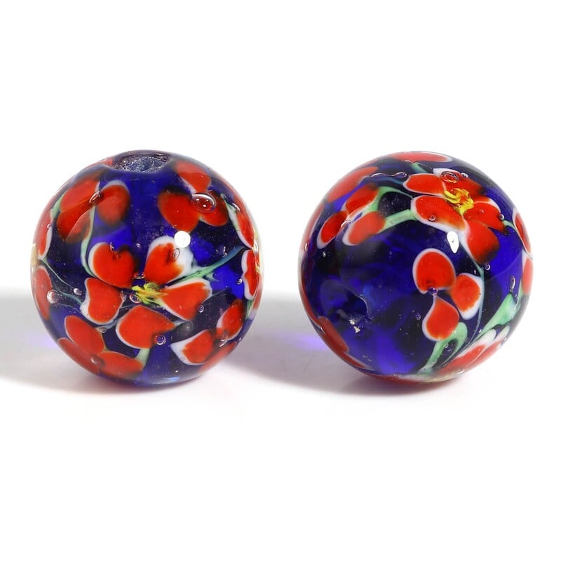 DoreenBeads 20mm sklenené korálky Lampwork, okrúhle, viacfarebné, bohémsky štýl, kvet, pre ženy, DIY výroba náramkov, šperky, darčeky, 1 ks.