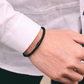 Brățară cu frânghie cu chilă de gradul A, stil simplu, pentru bărbați, cataramă cu magnet dublu de siguranță, cu fir roșu norocos, accesorii de mână ocazionale