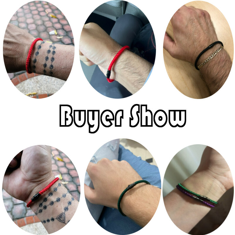 Brățară cu frânghie cu chilă de gradul A, stil simplu, pentru bărbați, cataramă cu magnet dublu de siguranță, cu fir roșu norocos, accesorii de mână ocazionale