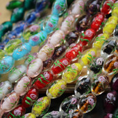 20 ks/sada 17*11 mm sklenené korálky Lampwork oválneho tvaru, vonkajšie kvety, viacfarebné na šperky, náramok, náhrdelník, náušnice / DIY výroba