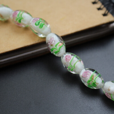 20 ks/sada 17*11 mm sklenené korálky Lampwork oválneho tvaru, vonkajšie kvety, viacfarebné na šperky, náramok, náhrdelník, náušnice / DIY výroba