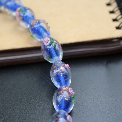 20 ks/sada 17*11 mm sklenené korálky Lampwork oválneho tvaru, vonkajšie kvety, viacfarebné na šperky, náramok, náhrdelník, náušnice / DIY výroba