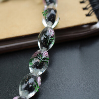 20 ks/sada 17*11 mm sklenené korálky Lampwork oválneho tvaru, vonkajšie kvety, viacfarebné na šperky, náramok, náhrdelník, náušnice / DIY výroba