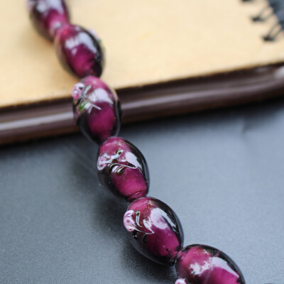 20 ks/sada 17*11 mm sklenené korálky Lampwork oválneho tvaru, vonkajšie kvety, viacfarebné na šperky, náramok, náhrdelník, náušnice / DIY výroba