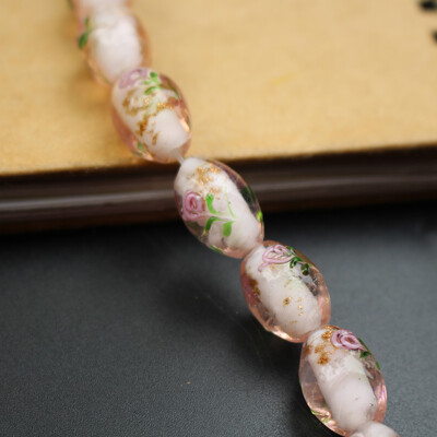 20 ks/sada 17*11 mm sklenené korálky Lampwork oválneho tvaru, vonkajšie kvety, viacfarebné na šperky, náramok, náhrdelník, náušnice / DIY výroba