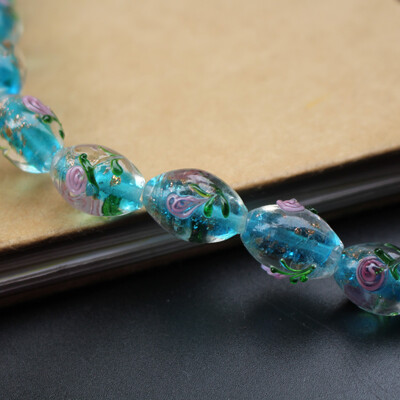 20 ks/sada 17*11 mm sklenené korálky Lampwork oválneho tvaru, vonkajšie kvety, viacfarebné na šperky, náramok, náhrdelník, náušnice / DIY výroba