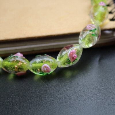 20 ks/sada 17*11 mm sklenené korálky Lampwork oválneho tvaru, vonkajšie kvety, viacfarebné na šperky, náramok, náhrdelník, náušnice / DIY výroba
