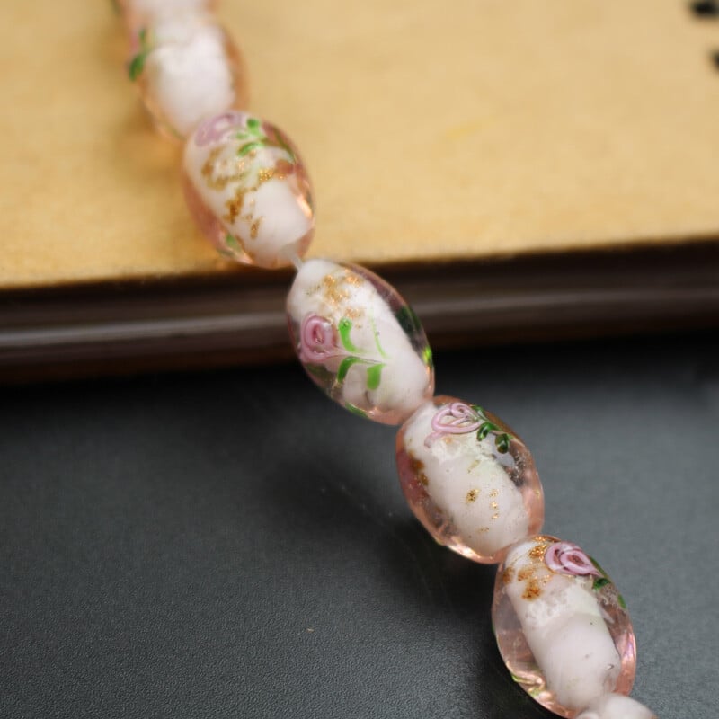 20 ks/sada 17*11 mm sklenené korálky Lampwork oválneho tvaru, vonkajšie kvety, viacfarebné na šperky, náramok, náhrdelník, náušnice / DIY výroba
