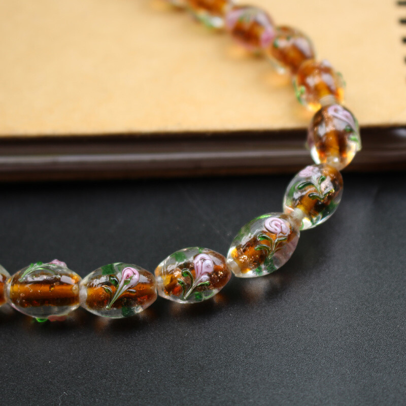 20 ks/sada 17*11 mm sklenené korálky Lampwork oválneho tvaru, vonkajšie kvety, viacfarebné na šperky, náramok, náhrdelník, náušnice / DIY výroba