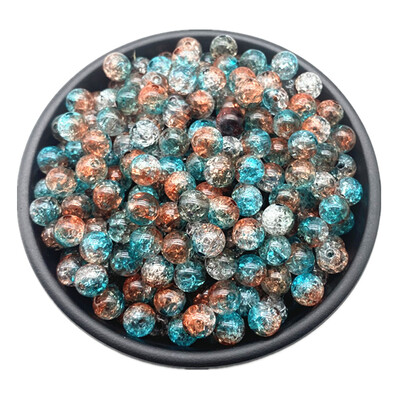 50db 8 mm-es dupla színű repedt gyöngyök távtartó ékszerkészítéshez, kézzel készített barkácsolás