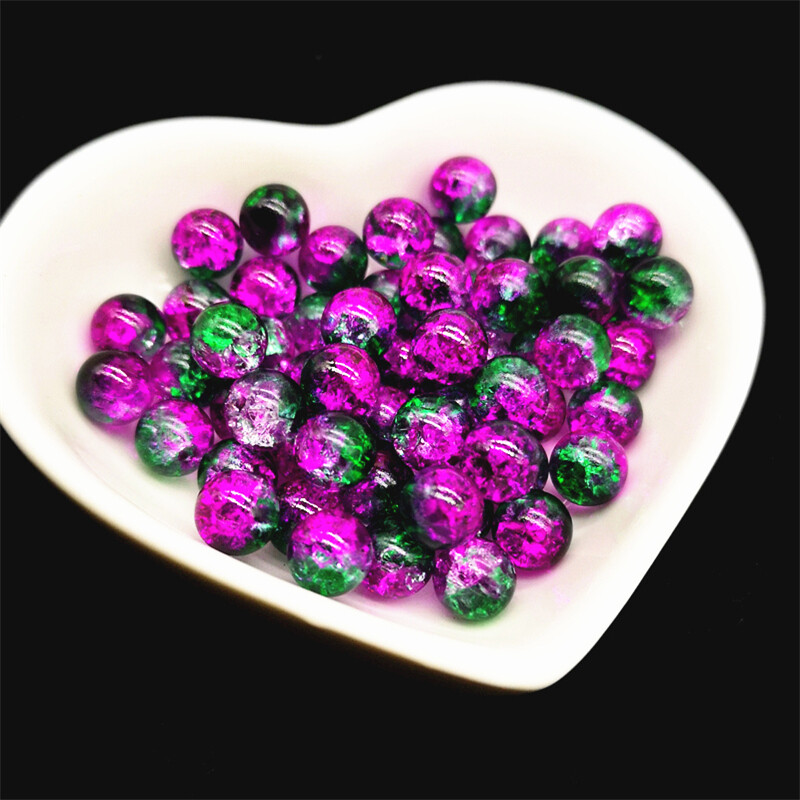 50db 8 mm-es dupla színű repedt gyöngyök távtartó ékszerkészítéshez, kézzel készített barkácsolás