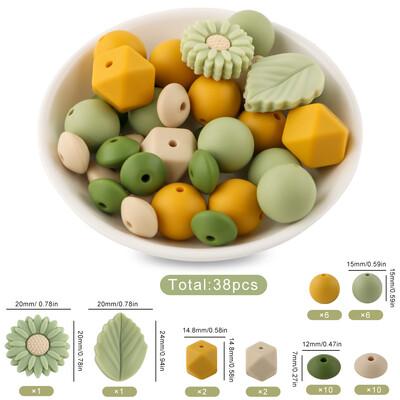 38Pcs/set Set labavih silikonskih perli Silikonska okrugla perla Šesterokutna perla za narukvicu Ogrlica Nakit Ručno izrađeni dodaci