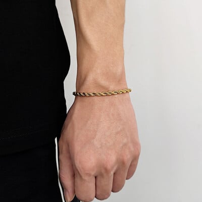 Hip hop nerezová oceľ twist reťazec pánsky náramok retro zlatá farba módny náramok ženy trendy šperky doplnky