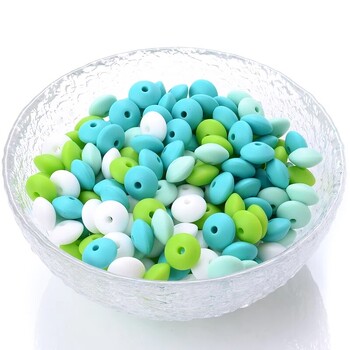 50Pcs/Παρτίδα 12mm Σιλικόνη Spacer Beads for DIY Charms Νοσηλευτικά αξεσουάρ νεογέννητου Κολιέ Πιπίλα Αλυσίδα οδοντοφυΐας Παιχνίδι χωρίς BPA