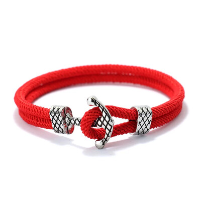 Pánsky punkový kotviaci náramok s kotvou, dvojvrstvový milánsky lano, vintage strieborný macramé, námornícky náramok, pánske darčeky pre neho