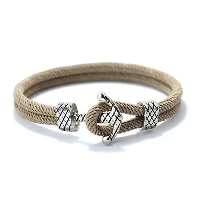 Pánsky punkový kotviaci náramok s kotvou, dvojvrstvový milánsky lano, vintage strieborný macramé, námornícky náramok, pánske darčeky pre neho