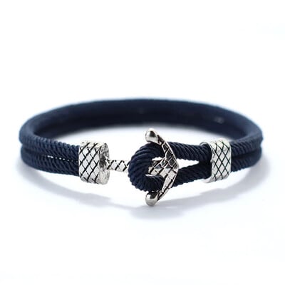 Pánsky punkový kotviaci náramok s kotvou, dvojvrstvový milánsky lano, vintage strieborný macramé, námornícky náramok, pánske darčeky pre neho
