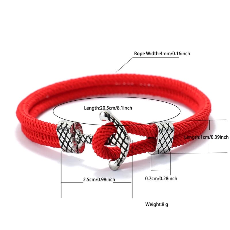 Pánsky punkový kotviaci náramok s kotvou, dvojvrstvový milánsky lano, vintage strieborný macramé, námornícky náramok, pánske darčeky pre neho