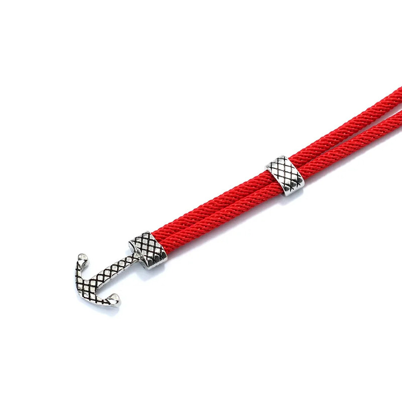 Pánsky punkový kotviaci náramok s kotvou, dvojvrstvový milánsky lano, vintage strieborný macramé, námornícky náramok, pánske darčeky pre neho