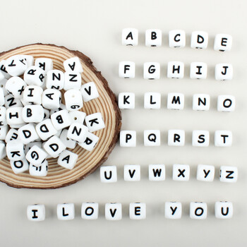 26/50/100 τμχ Χάντρες Silicone Letters 12mm English Alphabet Beads Focal Loose Beads for Jewelry Making DIY Keychain Accessories