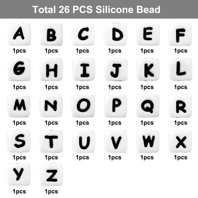 26/50/100 vnt. Silikoniniai raidžių karoliukai 12mm angliškos abėcėlės karoliukai Focal palaidi karoliukai papuošalams gaminti „pasidaryk pats“ raktų pakabukų priedai