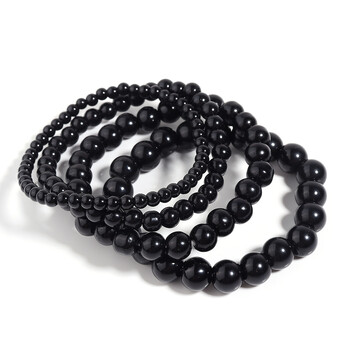 Βραχιόλι OAIITE Black Onyx Ανδρικό βραχιόλι από φυσική πέτρα Γυαλιστερό μαύρο βραχιόλι Γυναικείο Yoga Meditation Χειροποίητα κοσμήματα χονδρική