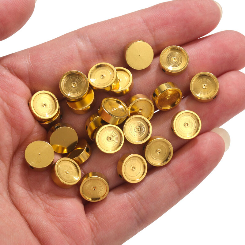 10db rozsdamentes acél gyöngyök üres gyanta cabochon beállító gyöngyök tálca ékszerekhez barkácsolás kerek laza távtartó gyöngyök ömlesztett