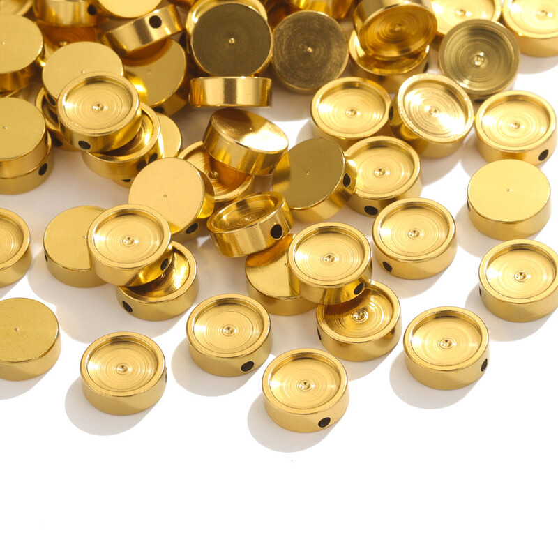 10db rozsdamentes acél gyöngyök üres gyanta cabochon beállító gyöngyök tálca ékszerekhez barkácsolás kerek laza távtartó gyöngyök ömlesztett