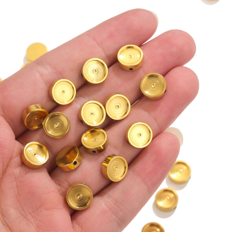 10db rozsdamentes acél gyöngyök üres gyanta cabochon beállító gyöngyök tálca ékszerekhez barkácsolás kerek laza távtartó gyöngyök ömlesztett