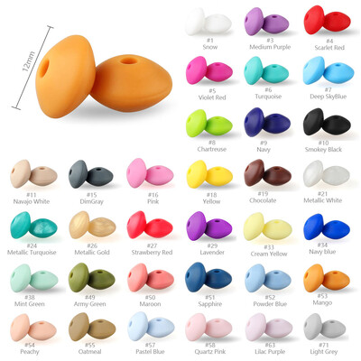 50 бр. 12 мм силиконови мъниста от леща Perle Dentition DIY Food Grade Baby Silicone Abacus Teether Bead Колие за никнене на зъби Играчка за кърмене