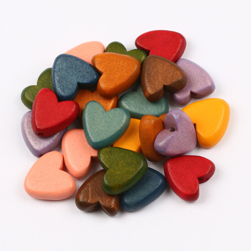 10kom 15mm prirodne drvene perle u obliku srca višebojne labave drvene perle za izradu nakita Diy dodaci za narukvice