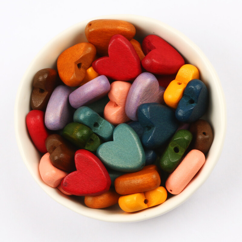 10kom 15mm prirodne drvene perle u obliku srca višebojne labave drvene perle za izradu nakita Diy dodaci za narukvice